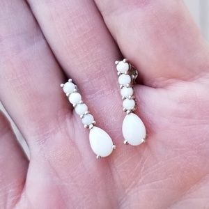 Vintage White stone stud earrings
